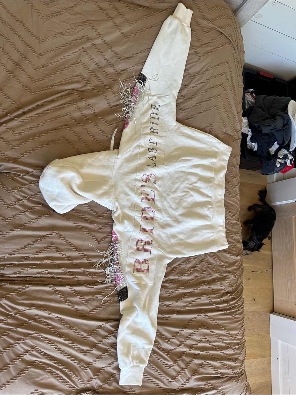 White 'BRIDES' Graphic Hoodie with Pink Accents